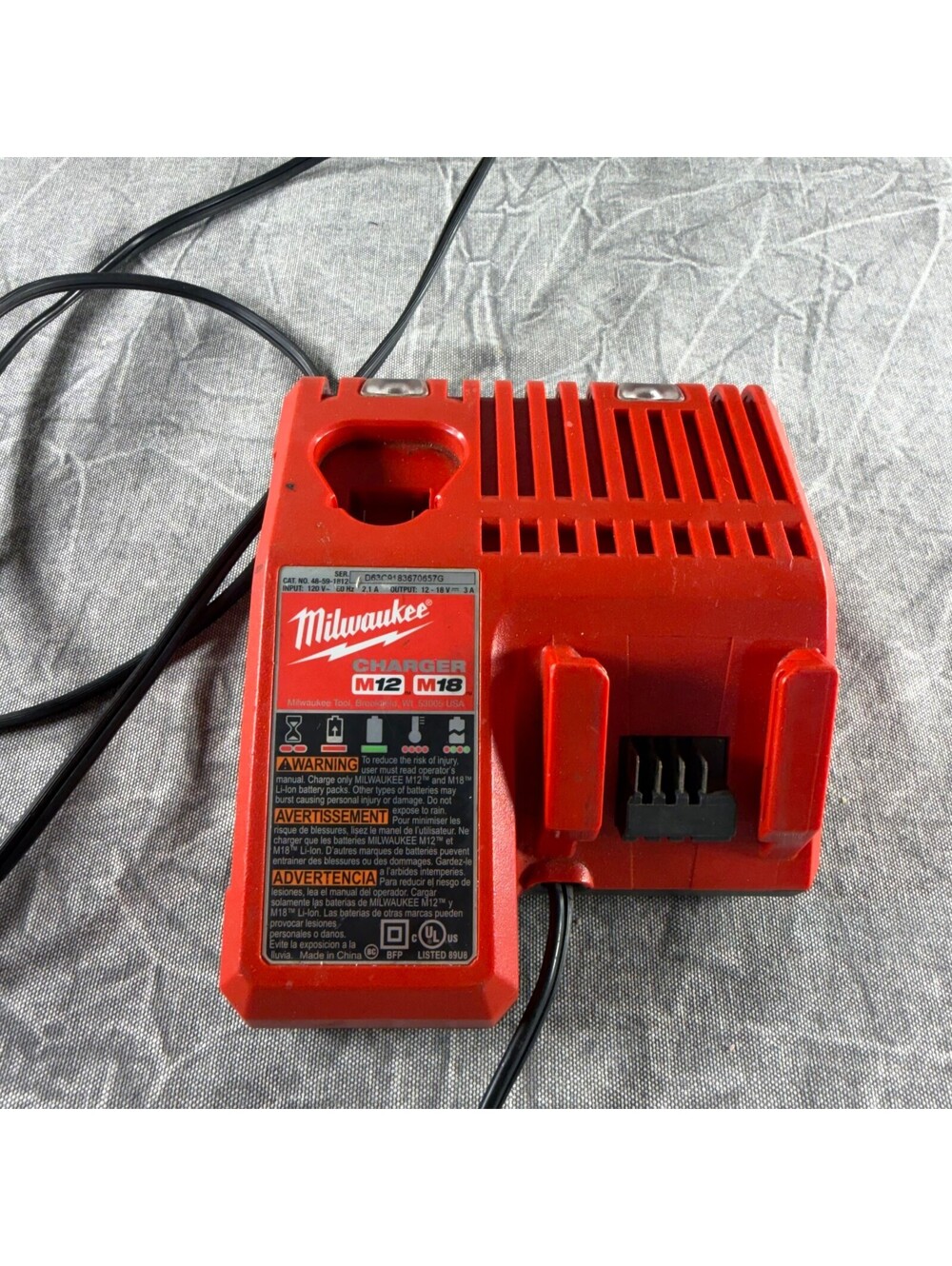 Milwaukee 48-59-1812 M12 M18 Multi Voltage Battery Charger 12V 18V